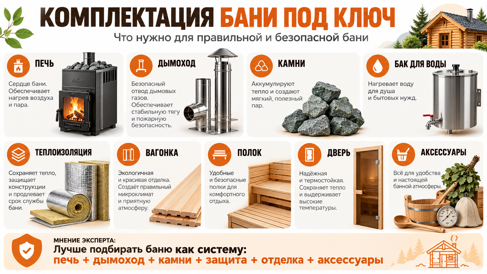 Схема комплектации бани под ключ